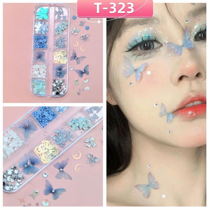 Gentle atmosphere butterfly creative eye makeup glitter nail art stage performance false eyelashes iridescent stickers